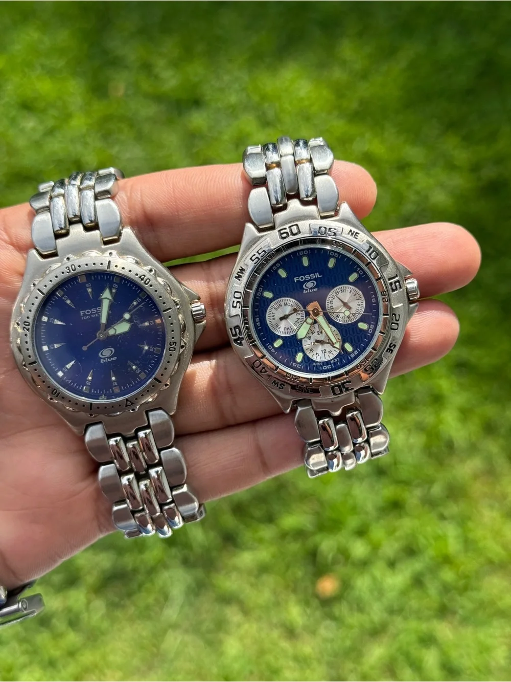 Fossil vintage three blue watch lot